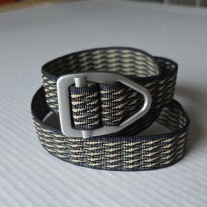 Bison Navy and Beige Men's Belt Size L